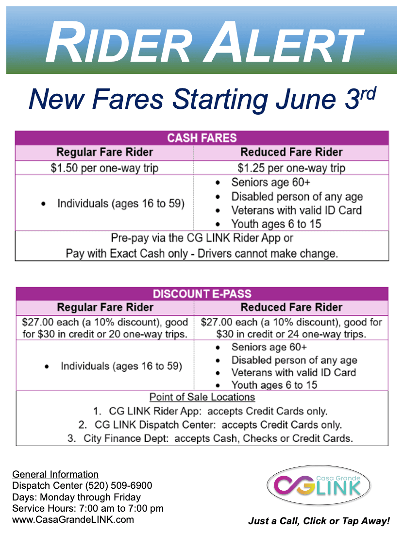 Rider Alert June 3rd Fares
