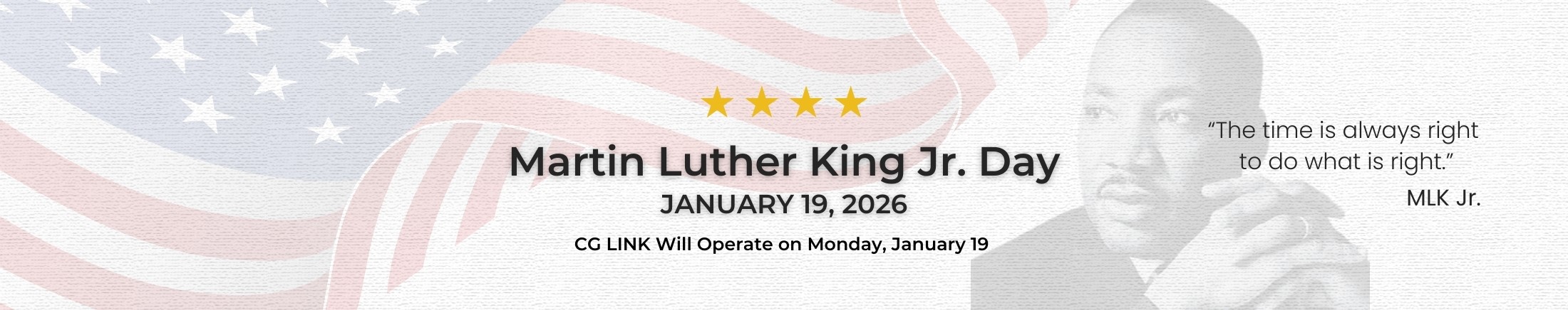 CG LINK will operate on MLK Jr Day